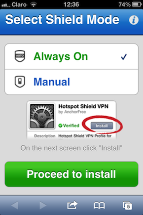 تشغيل hotspot shield على الايبود